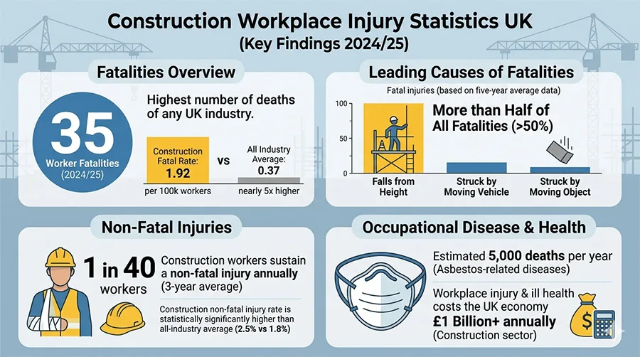 Construction Workplace Injury Statistics UK 2026